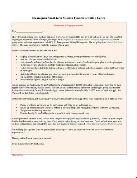fund solicitation letter template template