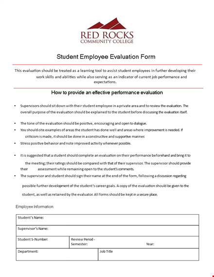 performance review examples for employee, student & self evaluation template