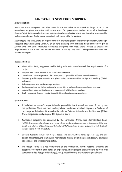 landscape designer job description template