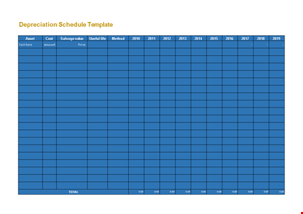 blank depreciation schedule template template