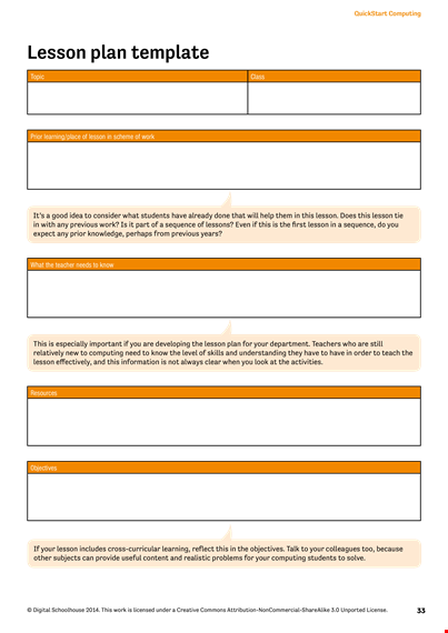 download lesson plan template for effective computing lessons | students template