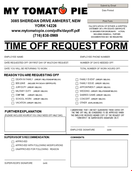 time off request form template - specify your request below template