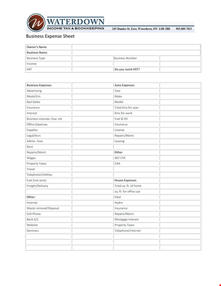 manage your business expenses with our expense sheet - insurance, repairs, maintenance, and more. template