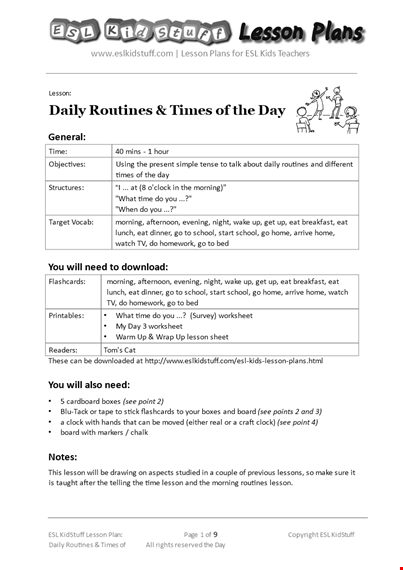 daily routine lesson plan for students - engaging lesson on telling time in the morning template