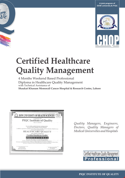 healthcare quality management certificate template