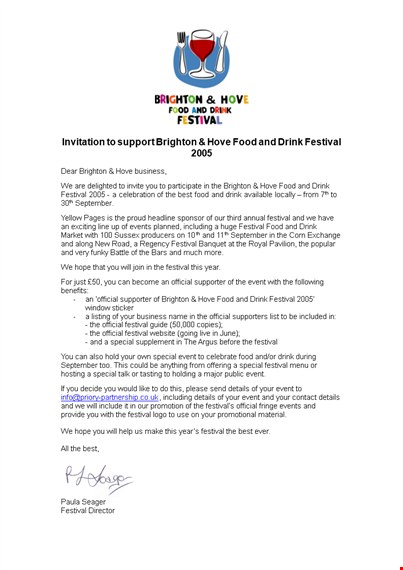 sponsorship letter template for festival & event: official support for your drink sponsorship template