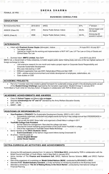 fresher professional resume sample template