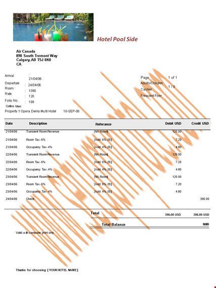 hotel bill receipt template