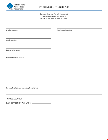 payroll exception report template