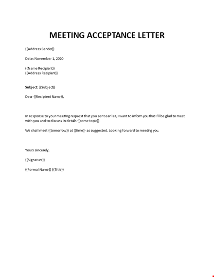acceptance letter for meeting template