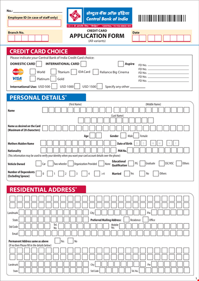 credit card application form template for the cardholder template