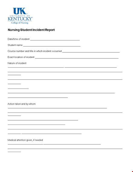 nursing student incident report | course incident reporting for students template