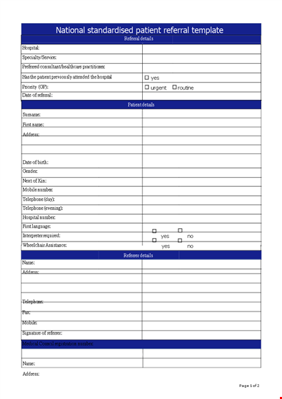 referral form template for patient details template