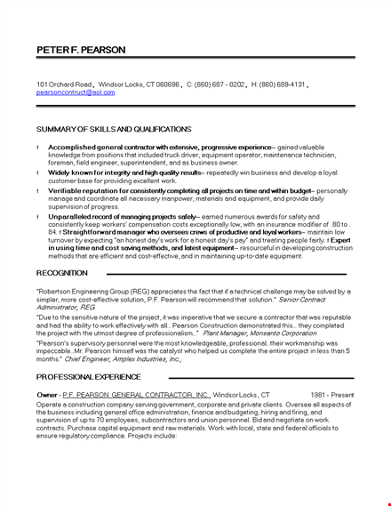 contract work resume sample template