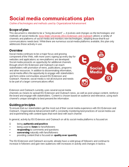 social media communication plan template