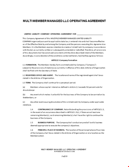llc operating agreement form template template