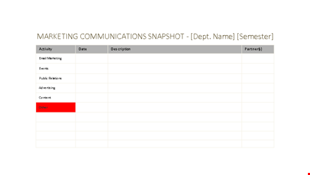 marketing communication calendar template template