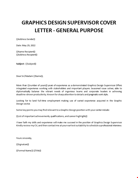 graphics design supervisor cover letter template