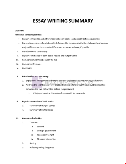 essay writing summary template
