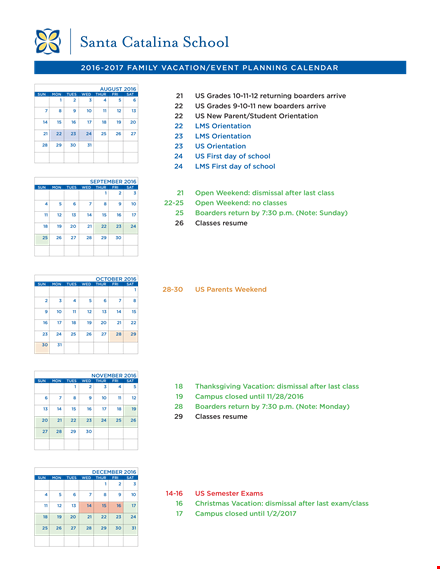 school family vacation example template