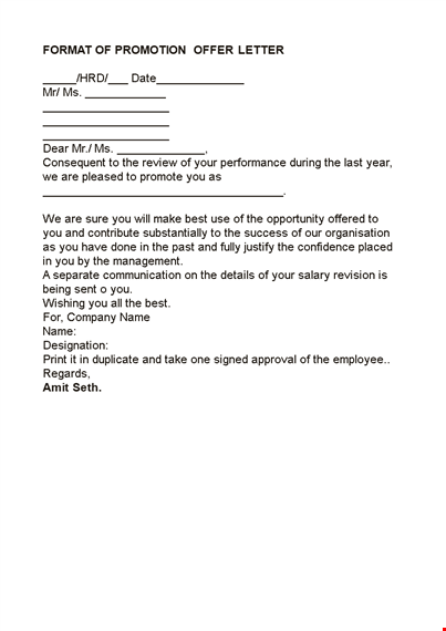 get a promotion with our professional promotion letter format | offer inside template