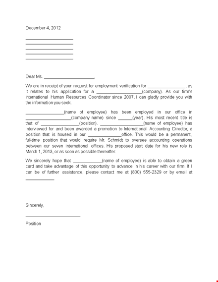 proof of employment letter for international employees template