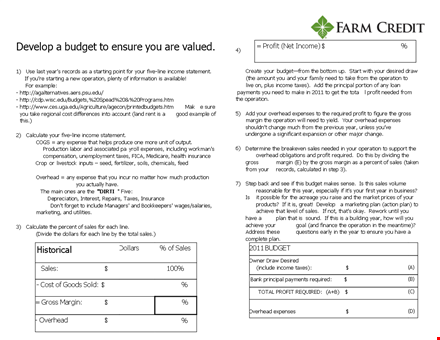 one page financial plan template template