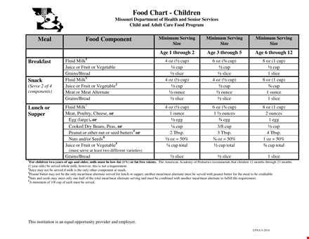food chart template for effective meal planning template