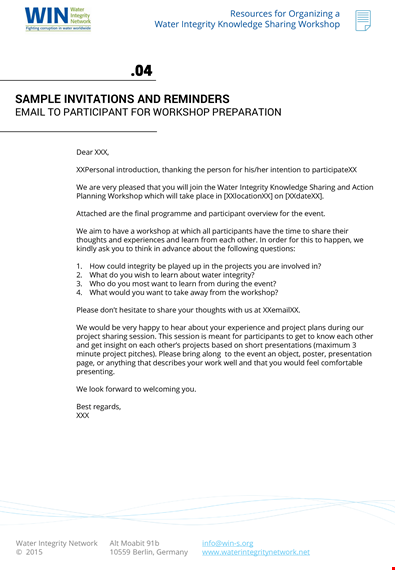 workshop invitation email template template