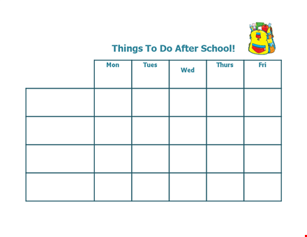 printable after school schedule template template