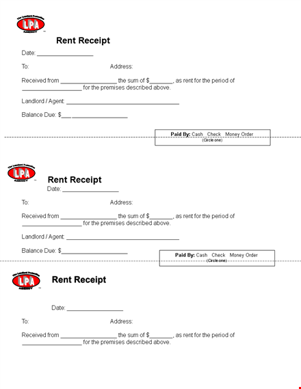 rent bill receipt template