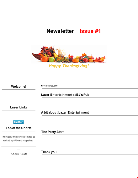 entertainment newsletter template - happy lazer issue template