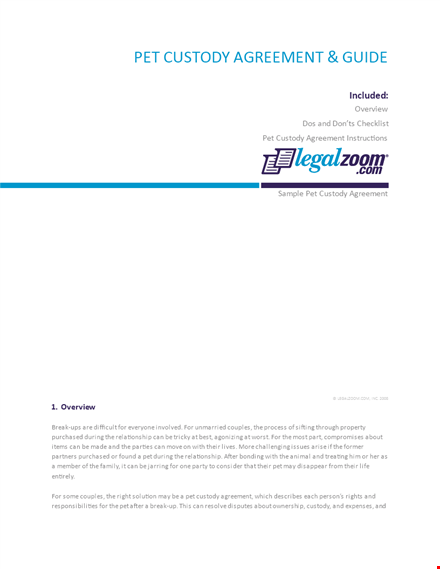 pet custody agreement: simplify your process with our pdf template template