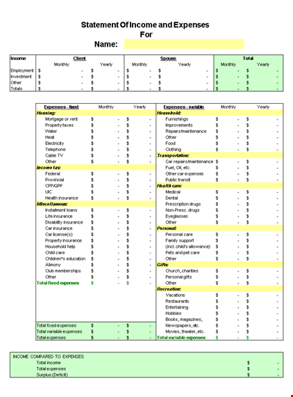 monthly expenses excel template template