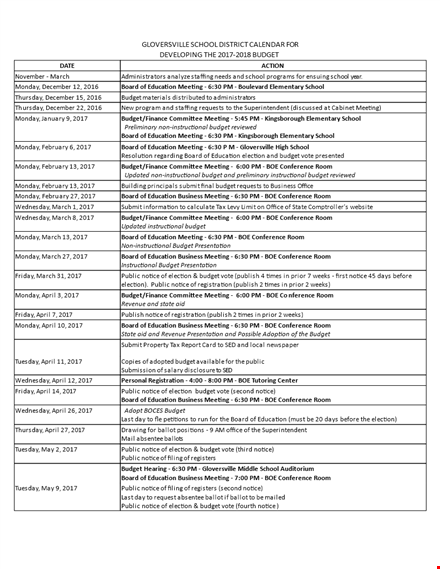 personal budget calendar template