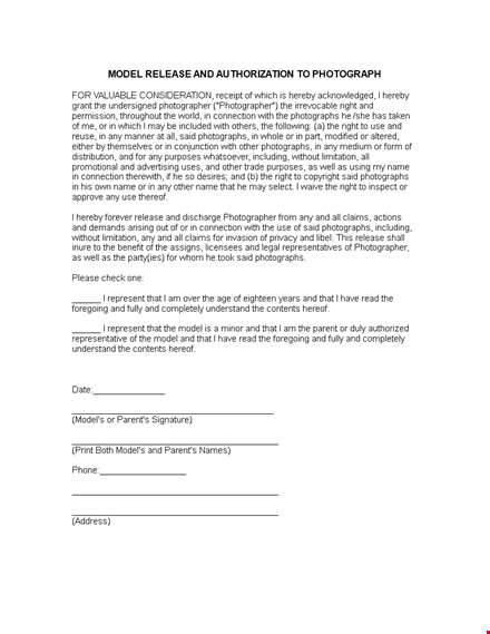 photography model release form | protect your rights as a photographer template