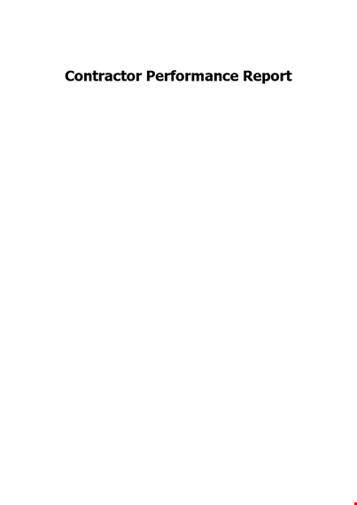 contractor performance template