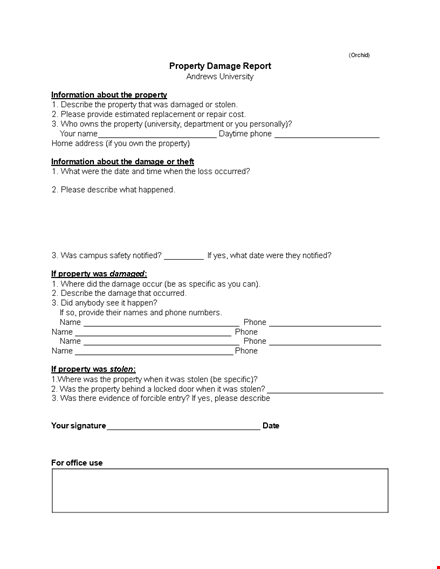 property report template template