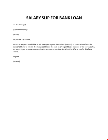 application for salary slip for loan purpose template