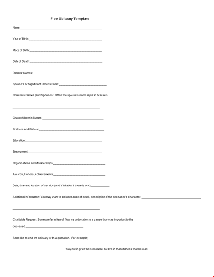 sample obituary template template