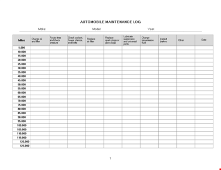 vehicle maintenance log template - track, change, check, replace, filter, plugs template