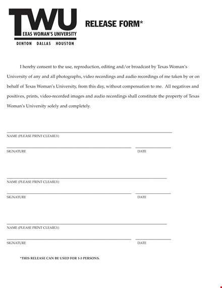 printable photo release form for women - sign and release rights template