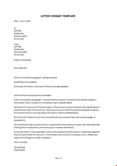 letter format sample template