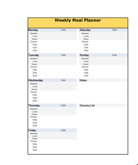 get organized with our meal plan template template