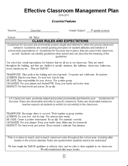 effective classroom management plan for teachers and students - simplify classroom management template