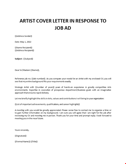 artist application letter template