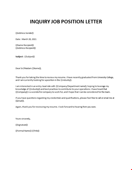 inquiry letter example template