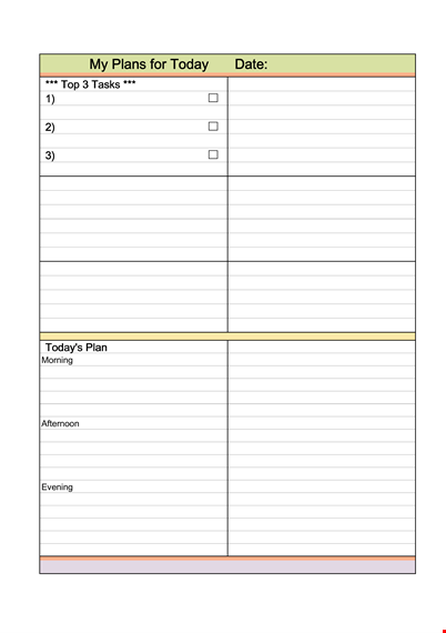 organize your day with a daily planner template - today's tasks and plans template