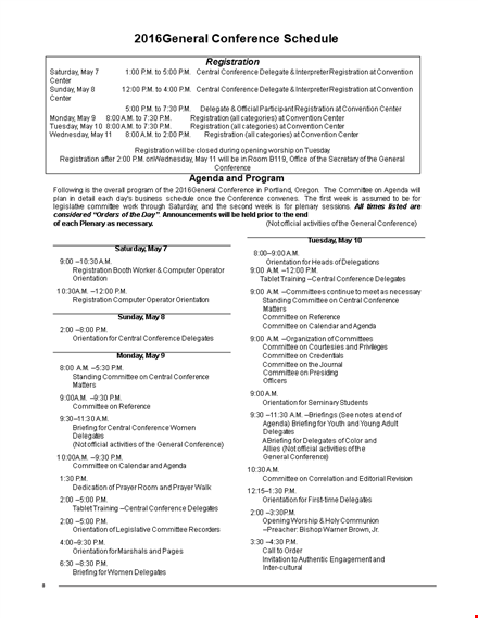 conference agenda schedule template