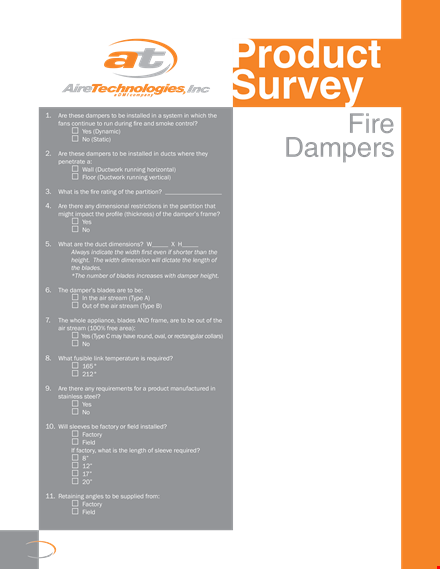 printable product survey template & required damper width actuator blades template